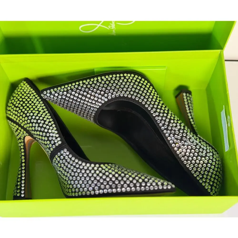 Jessica Simpson Antonia Crystal Pumps Black Rhinestone Women's US 7.5M